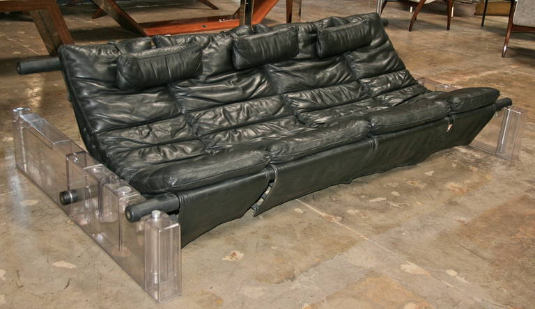 Vittorio Mazzucconi "Positiv" Plexi and Leather Sofa