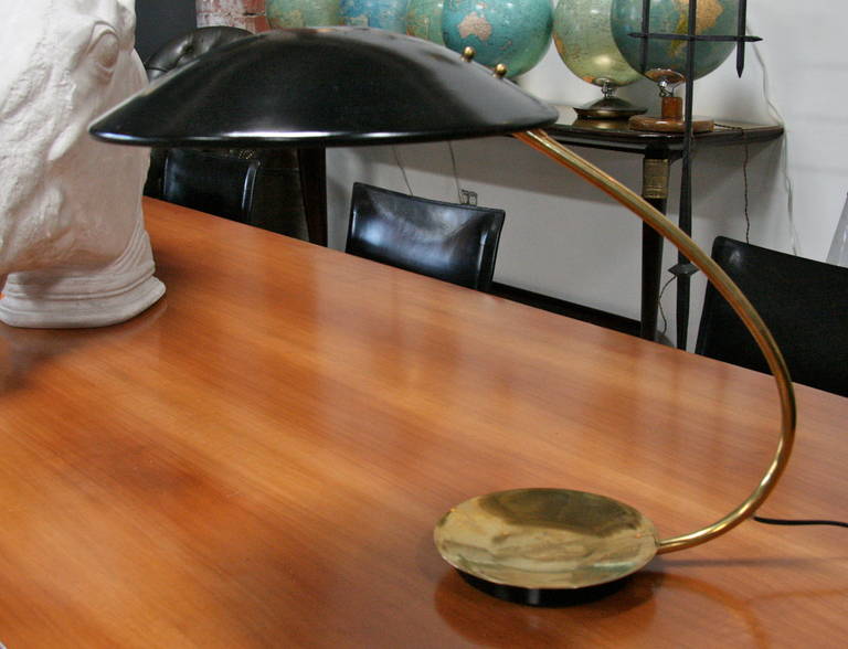 Italian Table Light with Brass Tray In Excellent Condition In Los Angeles, CA