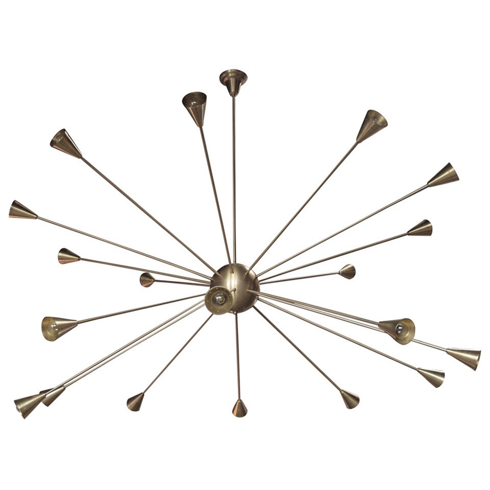 Brass Sputnik Chandelier with Twenty Arms