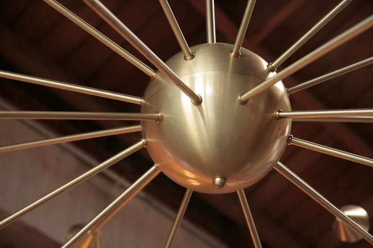 20th Century Brass Sputnik Chandelier with Twenty Arms For Sale