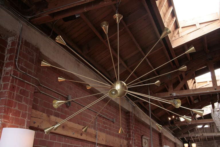 Brass Sputnik chandelier with twenty arms, arms enough to light up the room!