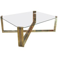 Italian Coffee Table Brass and Steel, 1960s 11