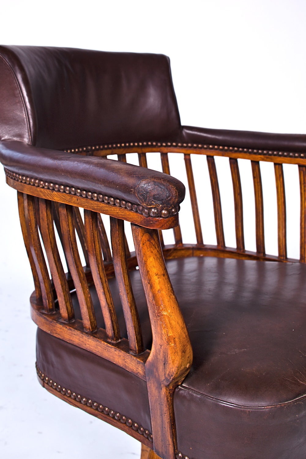 Leather Italian 1920s Office Swivel Chair