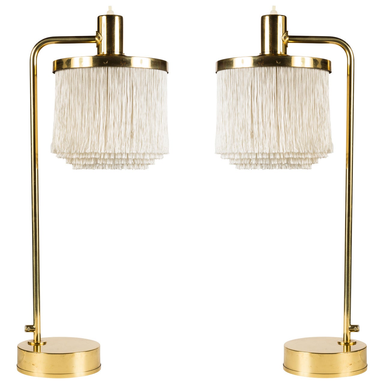 Hans Agne Jakobsson Brass and Silk Cord Table Lamps