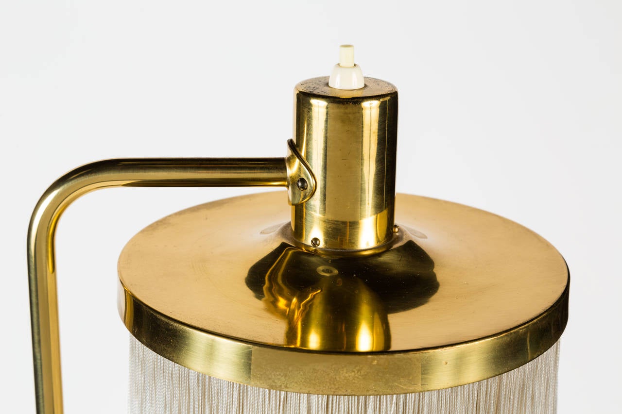 Mid-20th Century Hans Agne Jakobsson Brass and Silk Cord Table Lamps