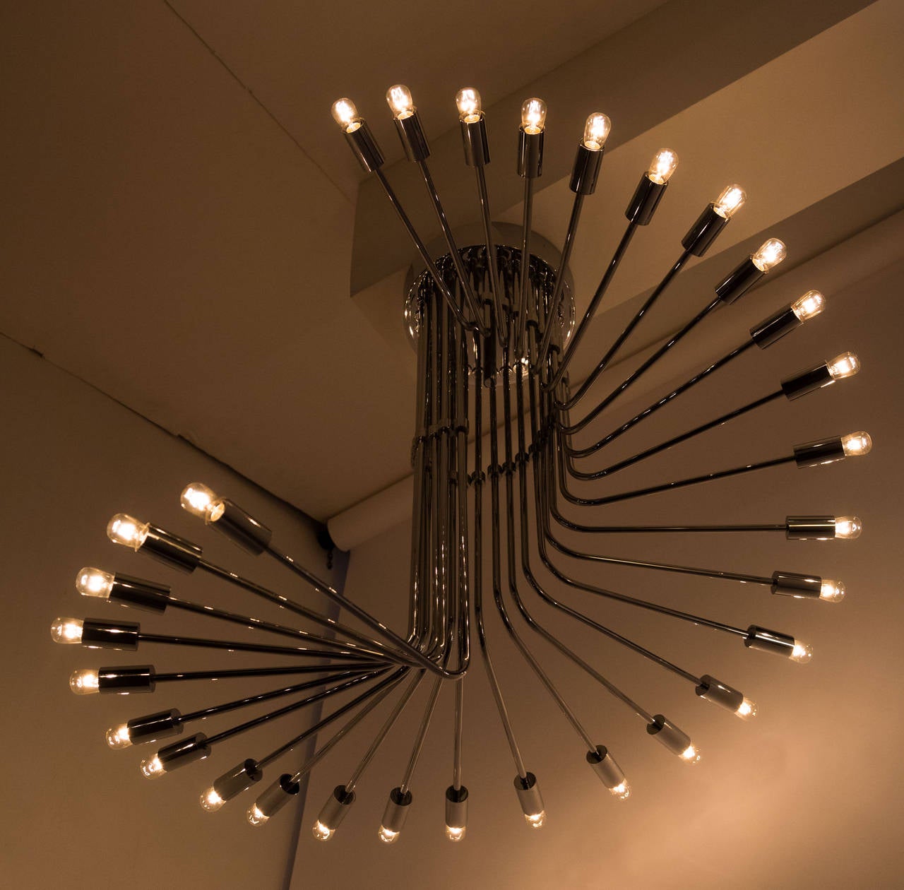 Late 20th Century Chrome Spiral Chandelier by Reggiani