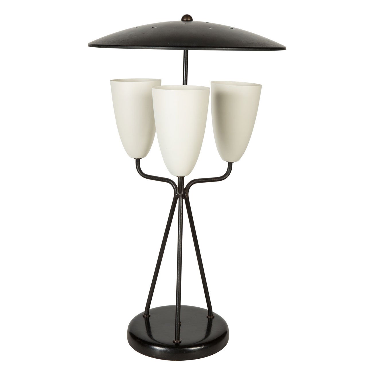 Lightolier 1950's Black and White Table Lamp