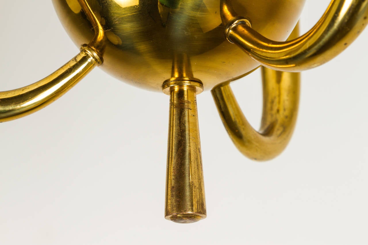 Petite Three Arm Italian Brass Chandelier 1