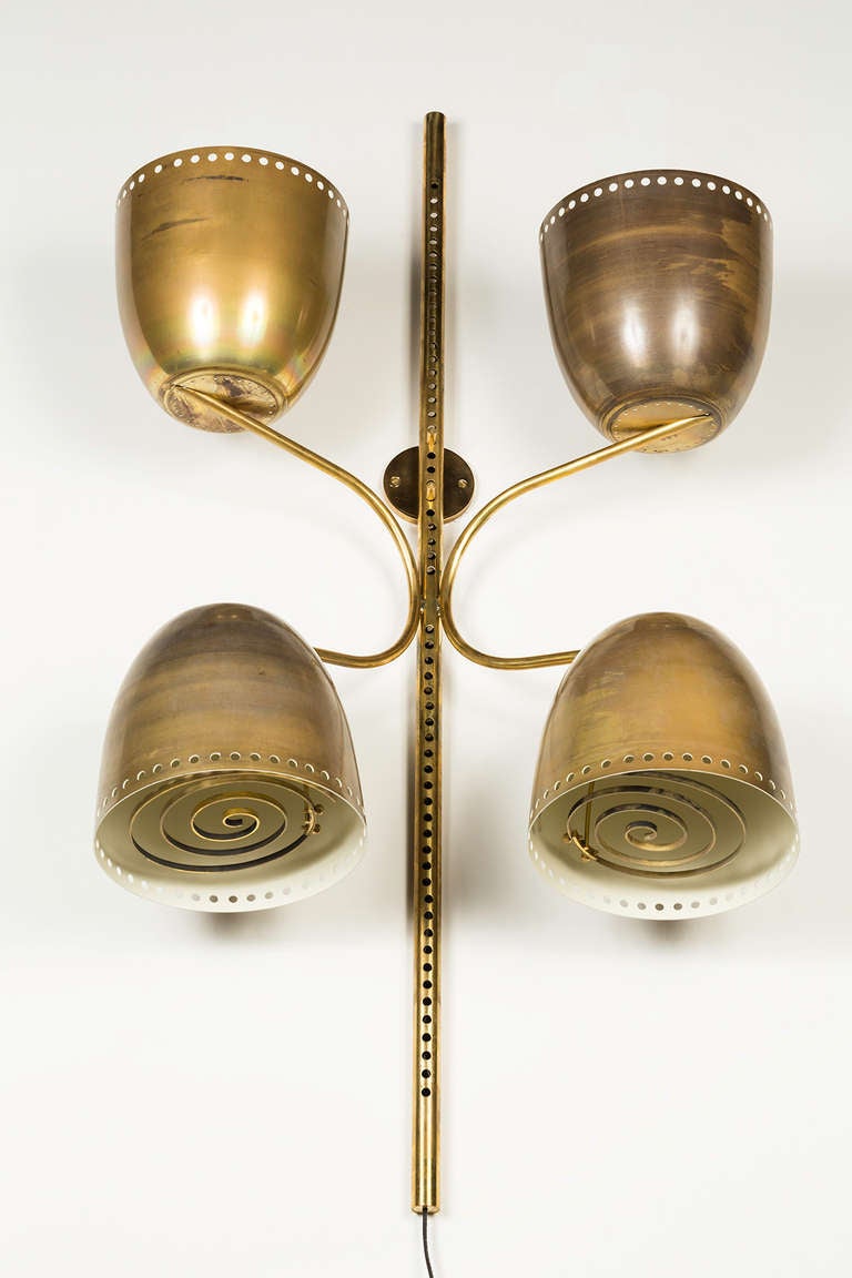 Mid-Century Modern Large Italian Brass Wall Lamps