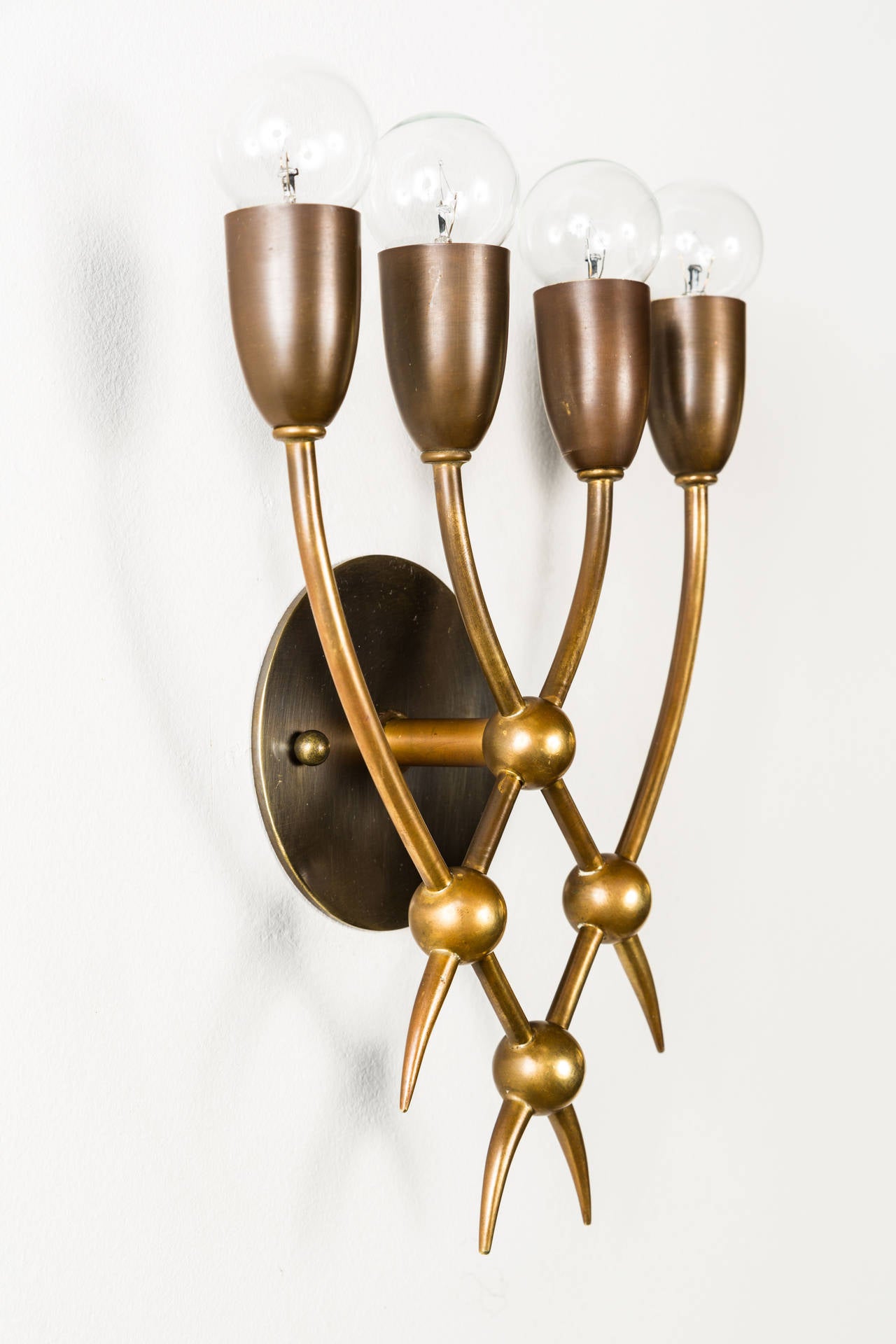 Mid-Century Modern Pair of Sconces by Guglielmo Ulrich
