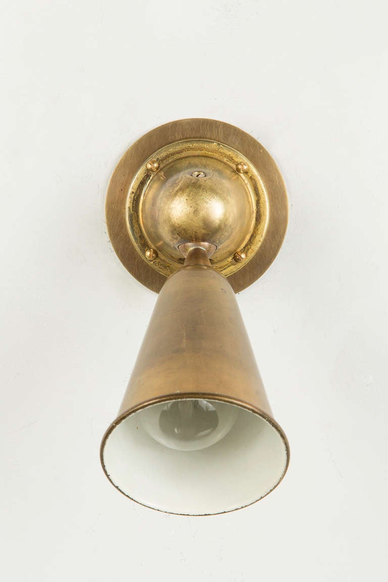 Mid-Century Modern Italian Industrial Brass Sconces