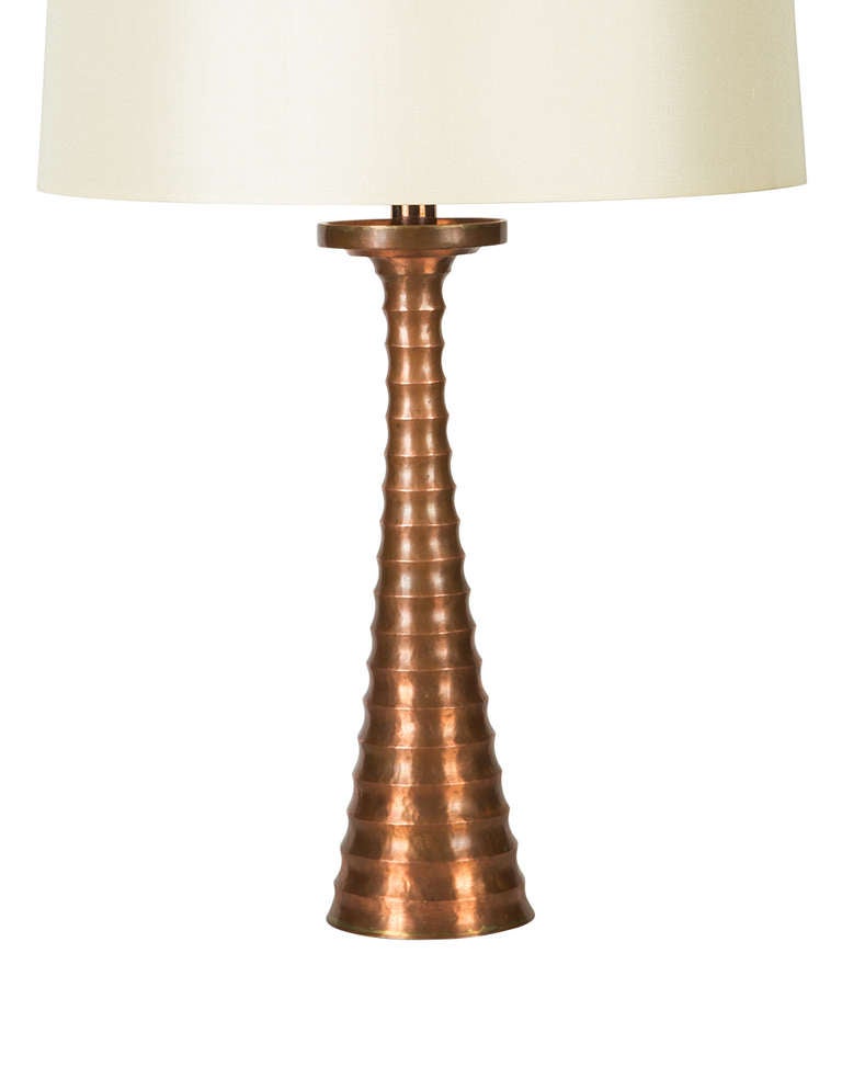 Turned Copper Lamps with Copper Finial