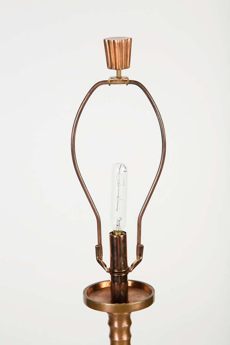 Mid-20th Century Pair of Copper Table Lamps