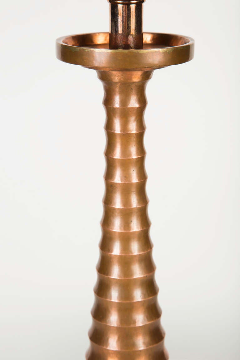 Mid-Century Modern Pair of Copper Table Lamps