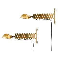 Antique Pair of Brass Scissor Lamps