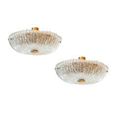 Pair of Large Orrefors Ceiling Lamps
