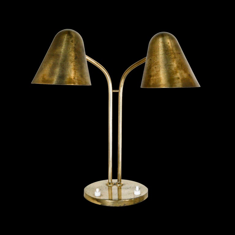 Jacques Biny library lamp with two shades.