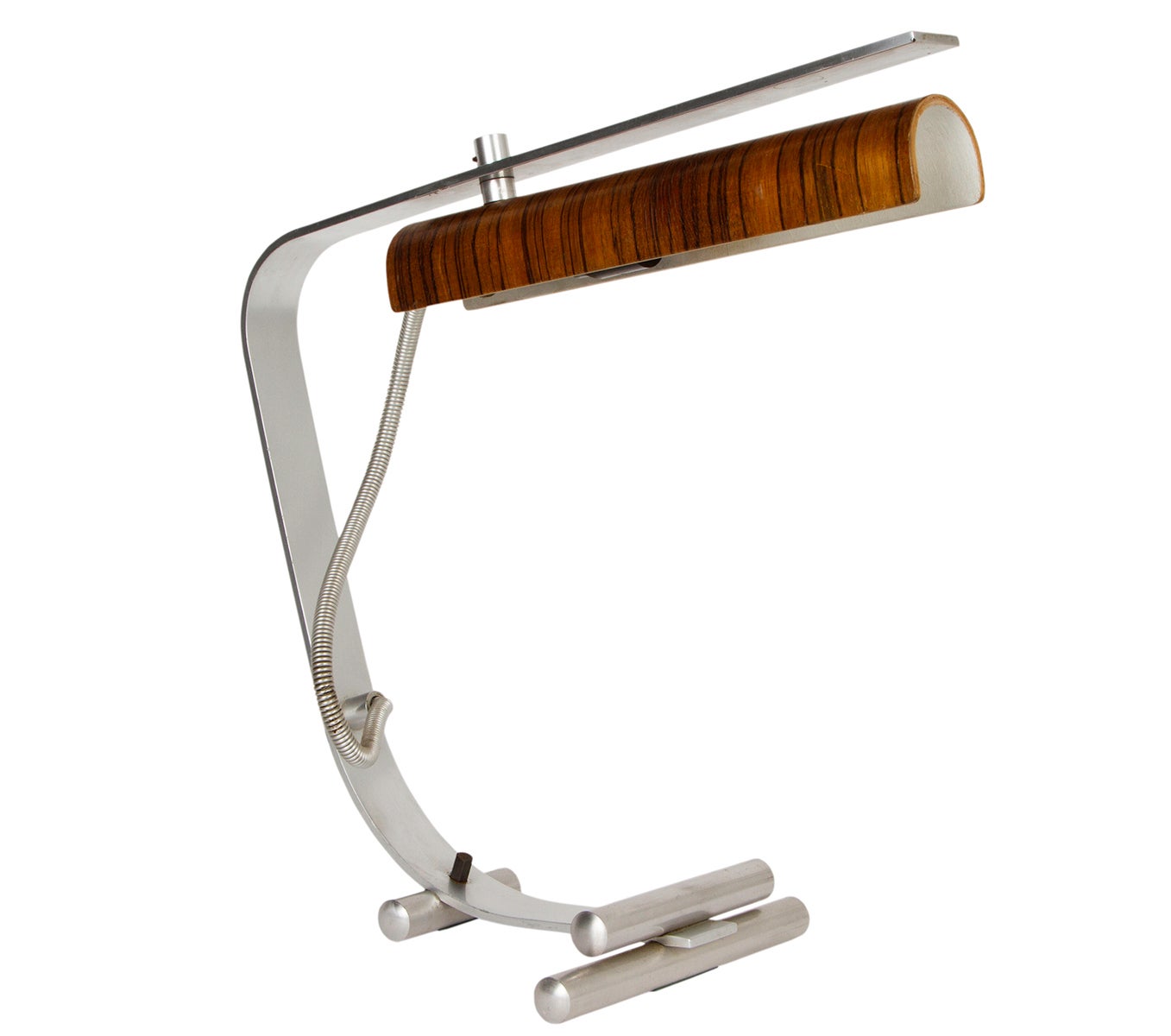 Wood and Stainless Steel Italian Table Lamp