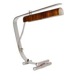 Wood and Stainless Steel Italian Table Lamp