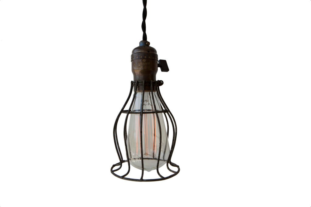 Two Hubbell Industrial Cage Lamps