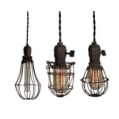 Three Industrial Cage Lamps