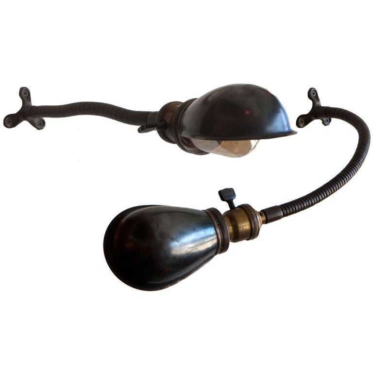 Pair of Industrial Gooseneck Wall Lamps at 1stdibs