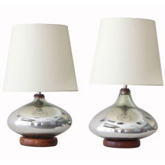 Unique Pair of Mercury Glass Table Lamps