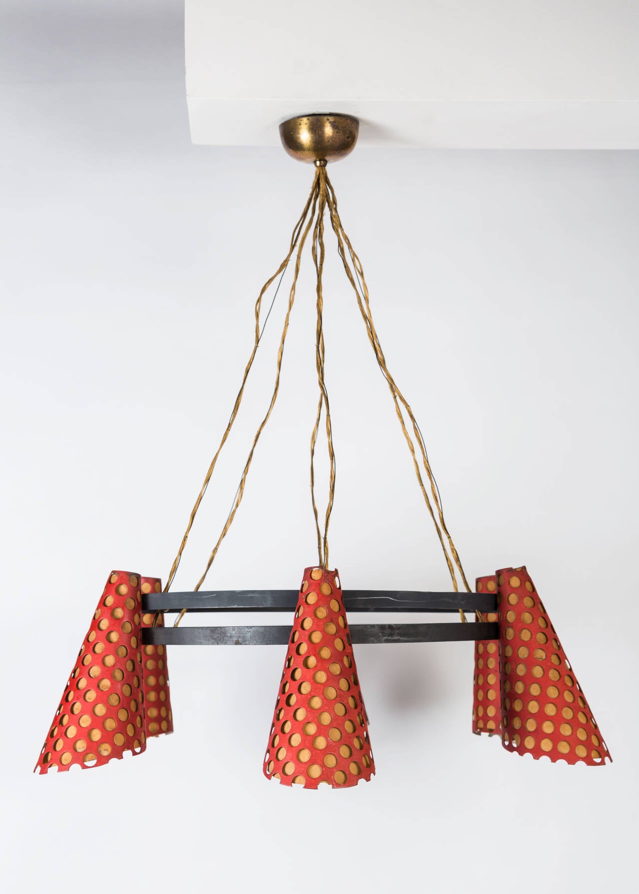 Mid-20th Century Six Shade Chandelier by Disderot