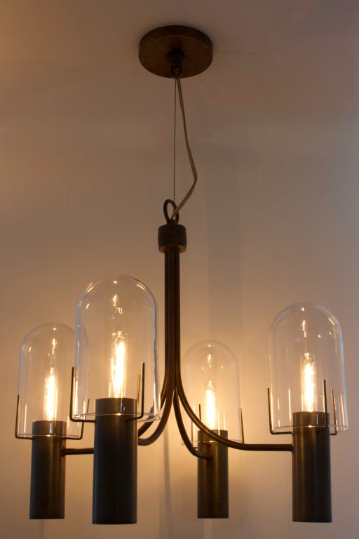 Four arm chandelier, with up and down lamps