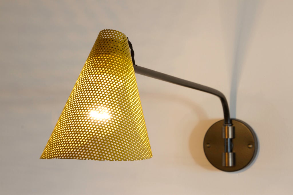 Pair of French Perforated Wall Lamps In Excellent Condition In Los Angeles, CA
