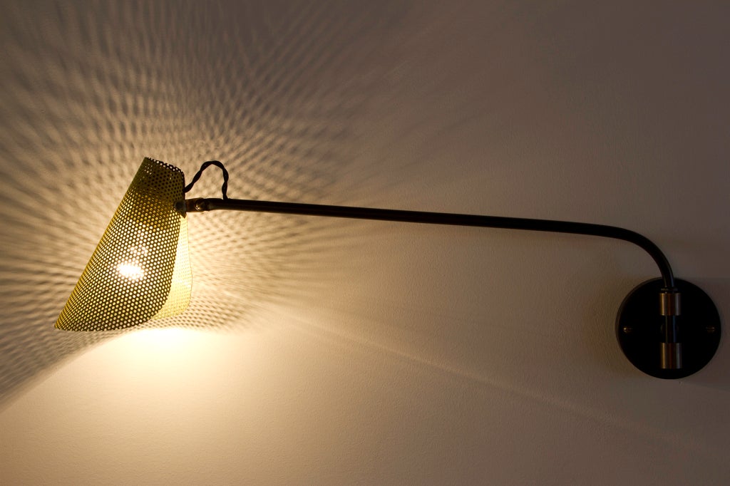 Mid-20th Century Pair of French Perforated Wall Lamps