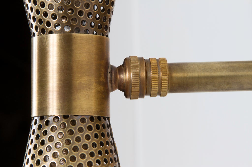 Rewire Custom Brass Perforated Sconce For Sale 4