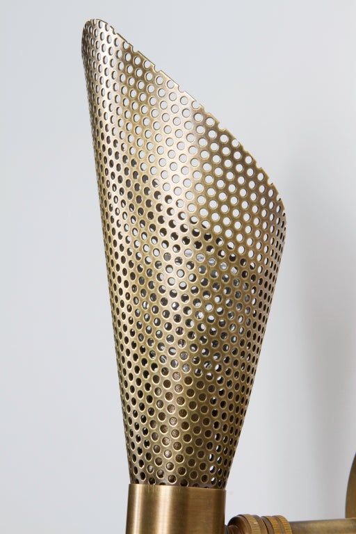 Rewire Custom Brass Perforated Sconce In New Condition For Sale In Los Angeles, CA