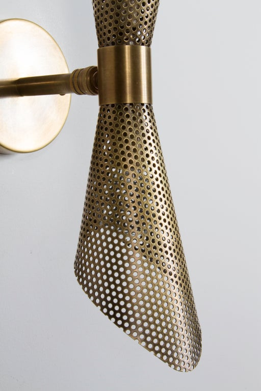 Rewire Custom Brass Perforated Sconce For Sale 2