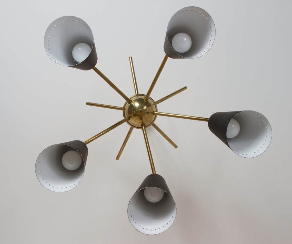 Chandelier, each shade has ball joint connection