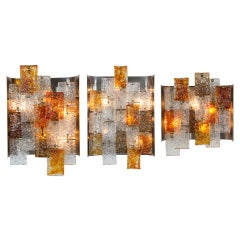 Set of Three Mazzega Wall Lamps