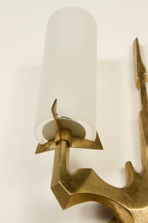 Unique Pair of Felix Agostini Attributed Wall Lamps 1