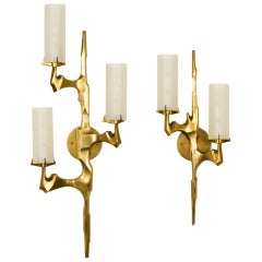 Unique Pair of Felix Agostini Attributed Wall Lamps