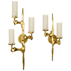 Unique Pair of Felix Agostini Attributed Wall Lamps Unique Pair of Felix Agostini Attributed Wall Lamps