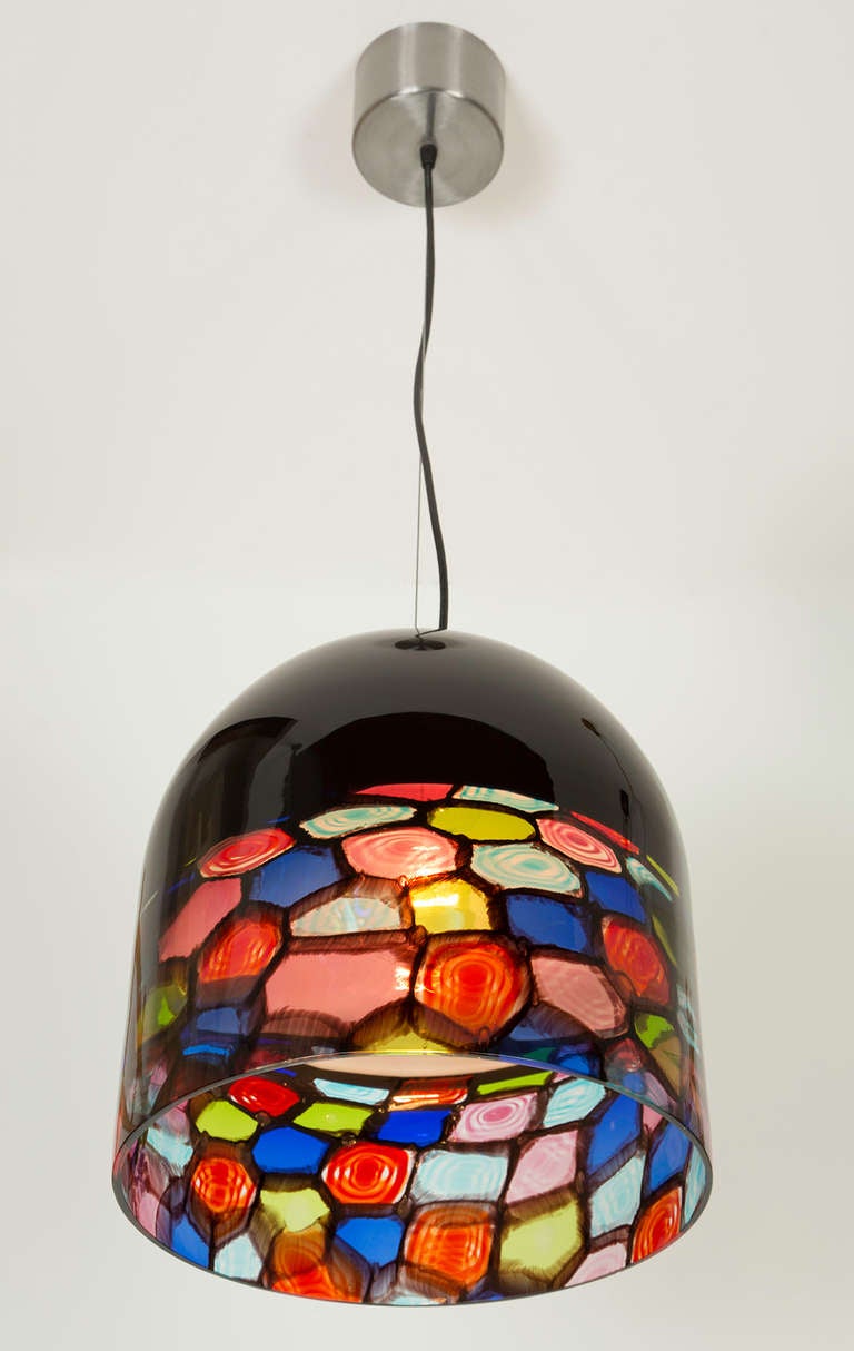 Mid-Century Modern Pair of Murano Glass Pendants by Leucos