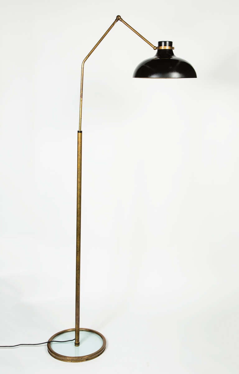 Glass, Brass and Aluminum Floor Lamp
