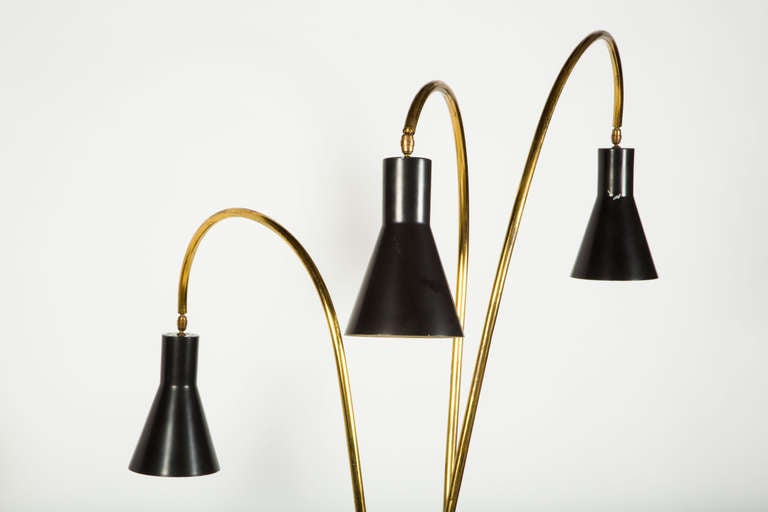 Brass Stilnovo 3 Shade Floor Lamp