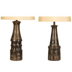 Unique Pair of Table Lamps from Oaxaca