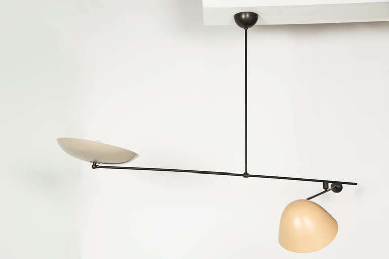 Mid-Century Modern Rare Oscar Torlasco Counter Balance Ceiling Light for Lumi