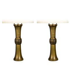 Pair of Japanese Bronze Table Lamps