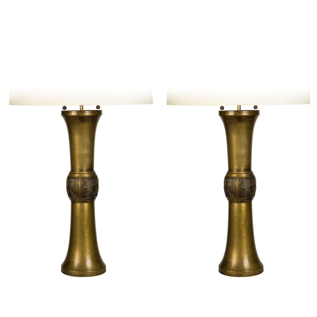 Pair of Japanese Bronze Table Lamps