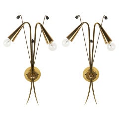 Pair of Lunel  Brass Bouquet Sconces