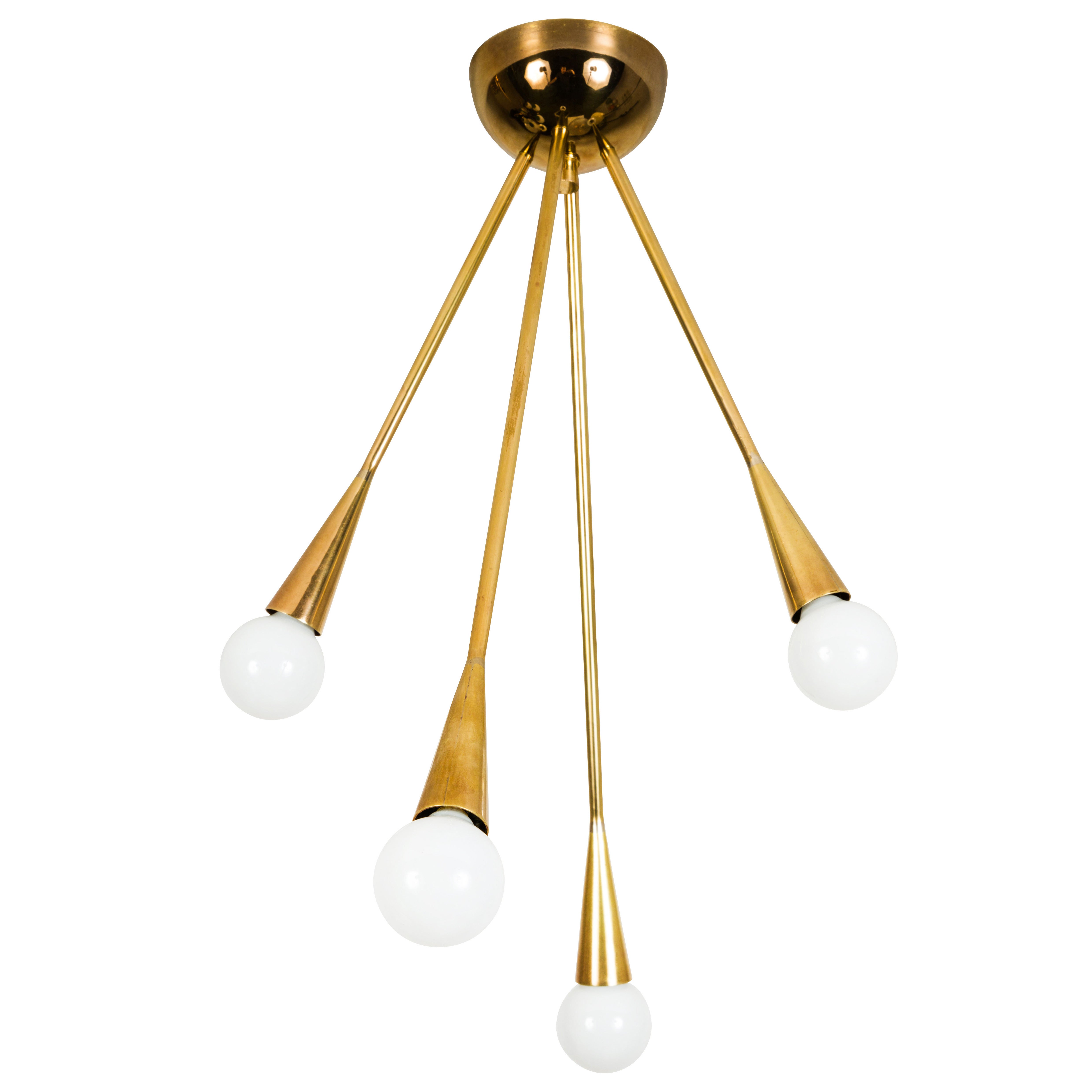 Italian Brass Four Arm Chandelier