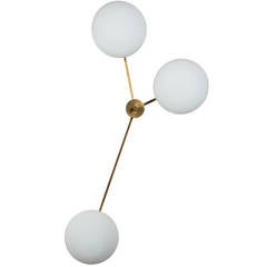 Three-Arm Wall or Ceiling Light in the Style of Arredoluce