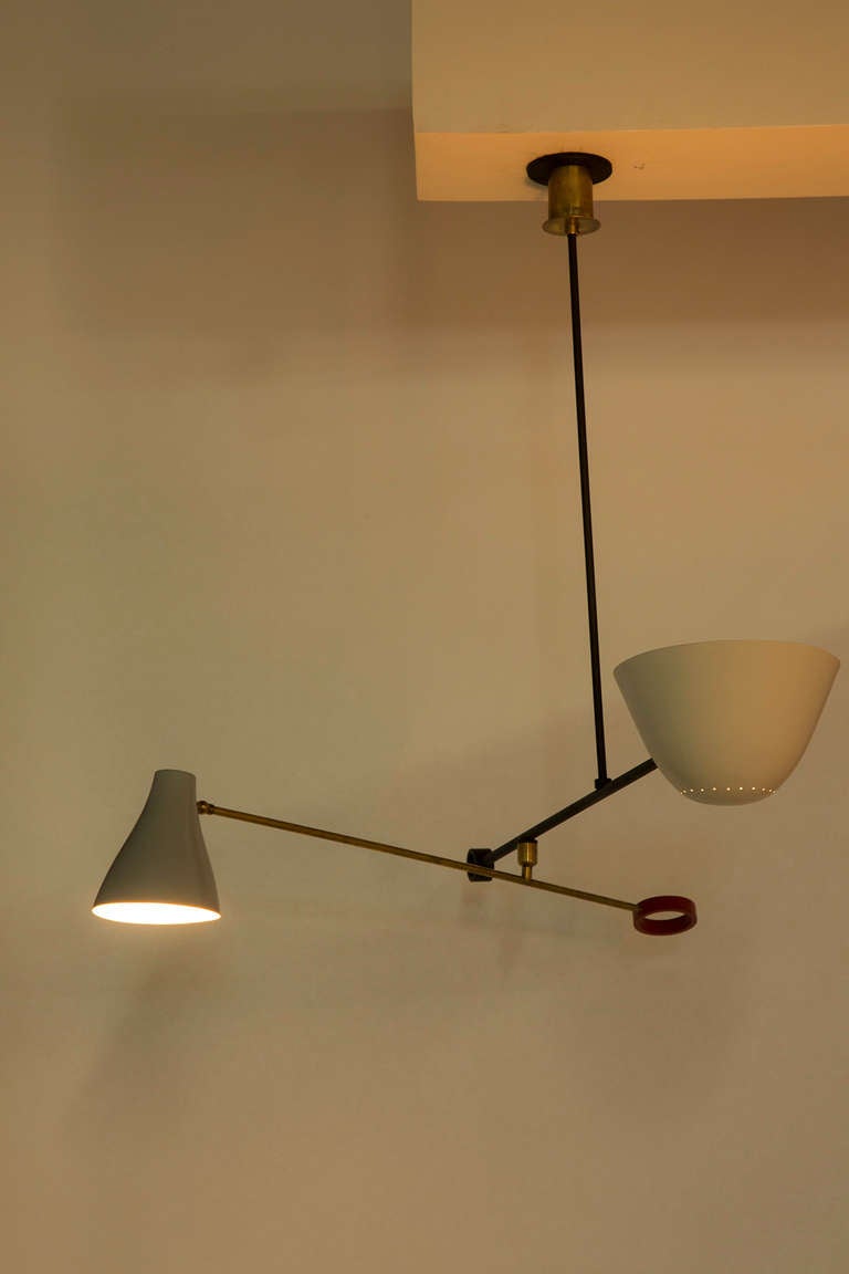 Italian Counterbalance Ceiling Light In Excellent Condition In Los Angeles, CA